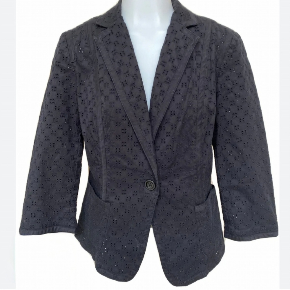 Talbot's lightweight stretchy black blazer 3/4 length sleeves